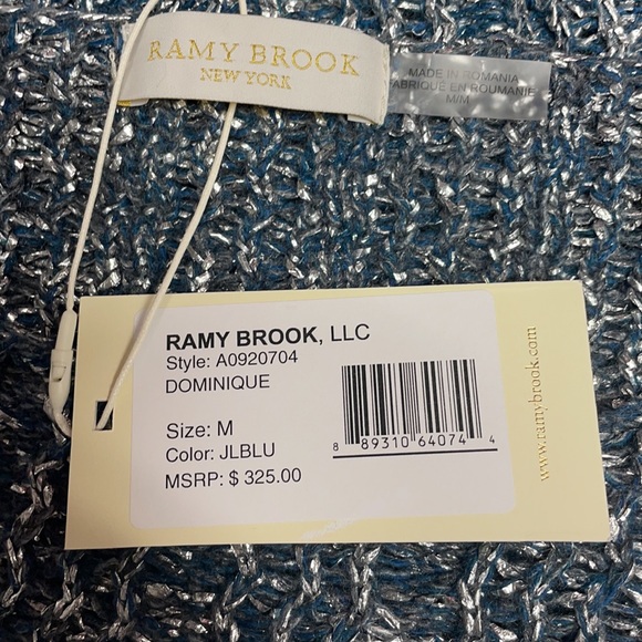 Ramy Brook NewYork Silver and Teal Sweater Size M